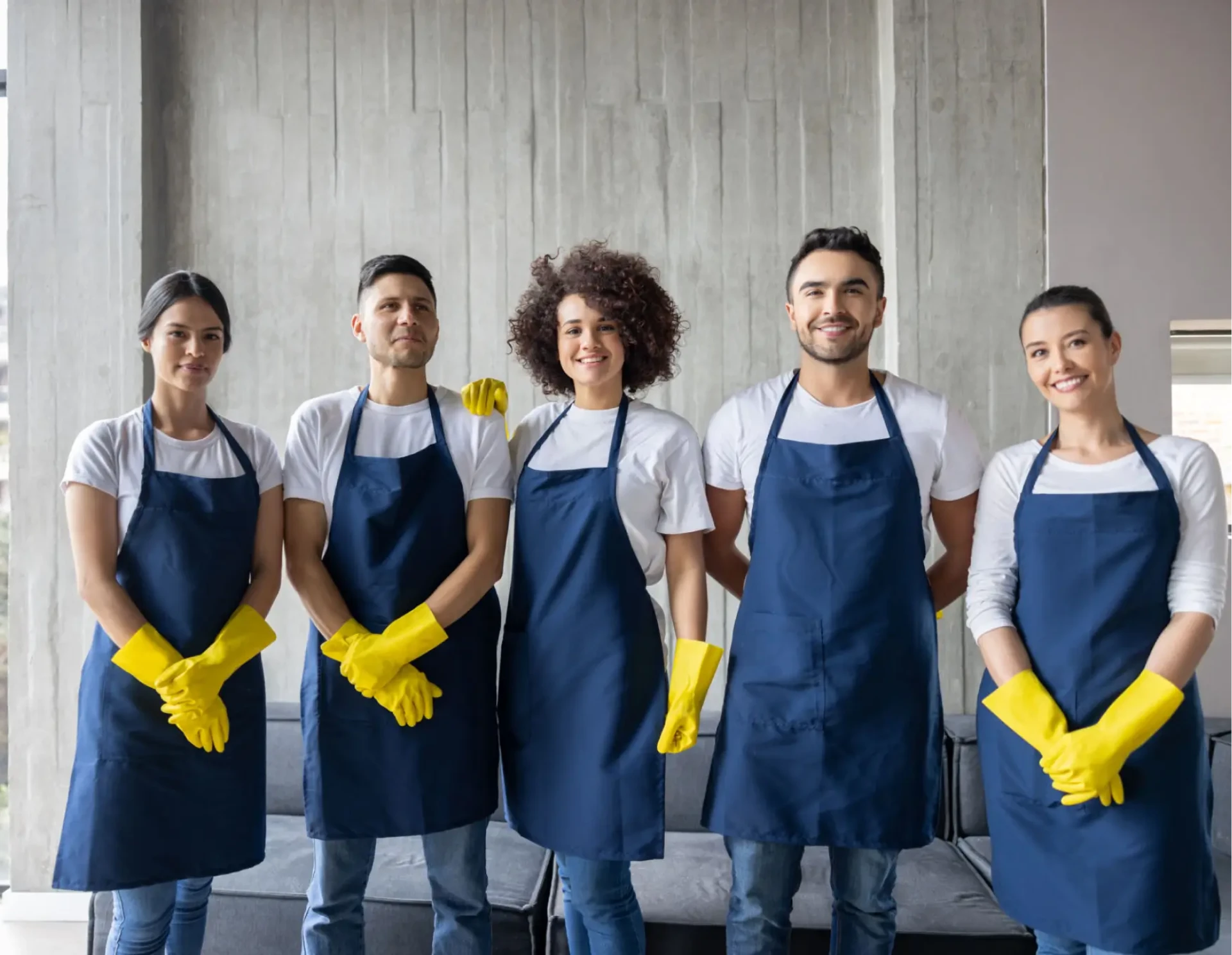 Group of cleaners ready for work